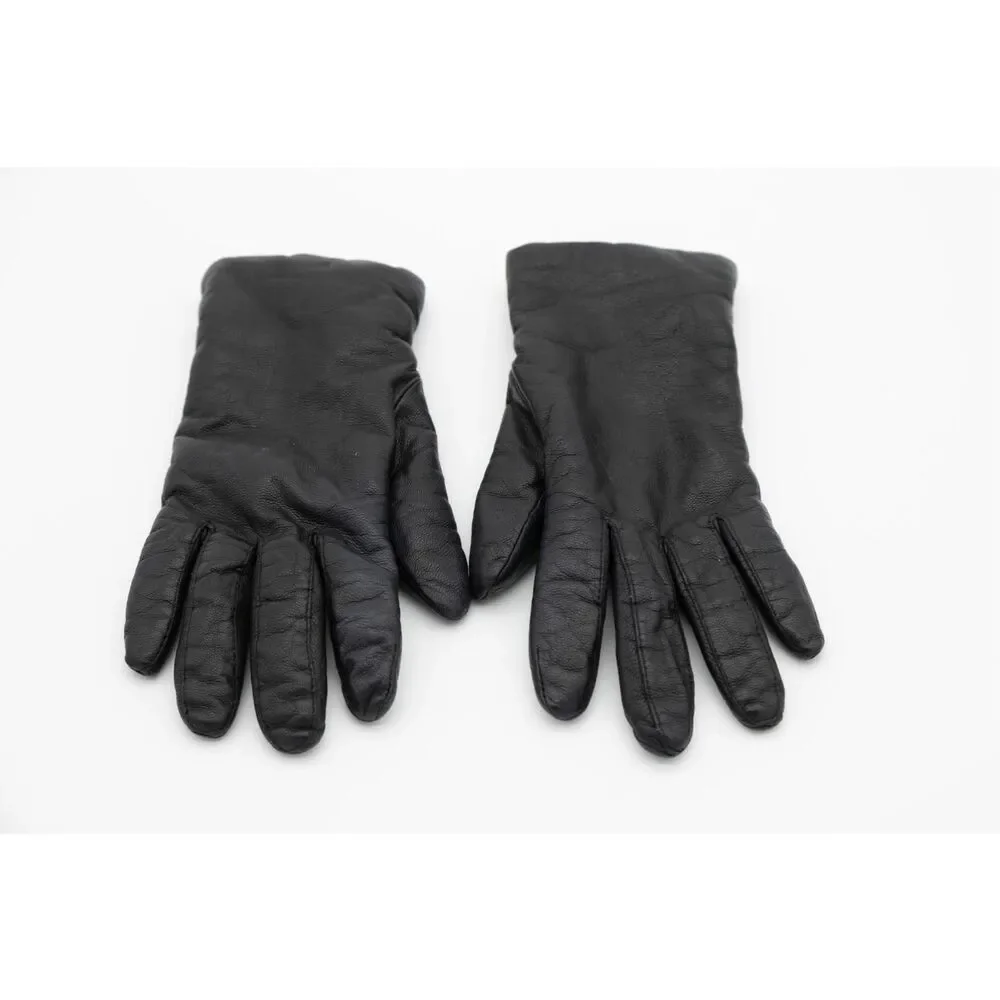 Vintage Fownes Black Leather Thinsulate Gloves Women’s Size 7 Made in Philippine
